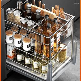 Kitchen Storage Seasoning Basket Cabinet Drawer 304 Stainless Steel Blue