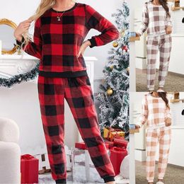 Women's Sleepwear Womens 2 Piece Long Pyjama Set Thickened Warm Flannel Plush Autumn Winter Nightgowns Fleece Two Satin For Women