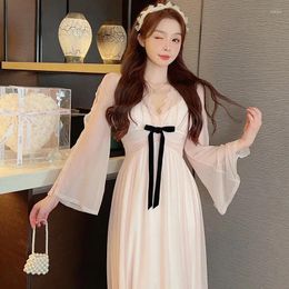 Women's Sleepwear Women Nightgowns Satin Silk Spaghetti Strap Lace Nightwear Bow Sweet Dress Sexy Lingerie Mesh Homedress Nightdress