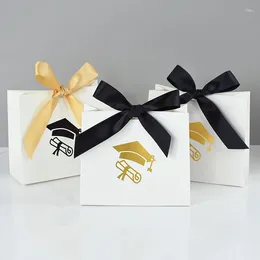 Gift Wrap 10Pcs 2024 Graduation Box Snack Candy Cookie Chocolate Packaging Boxes With Bow Ribbon Graduated Party Supplies