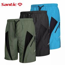 Santic Men Cycling Shorts Downhill Shorts 3D Padded Coolmax Loose Fit Underwear MTB Bicycle Bottoms Riding Fitness 240513