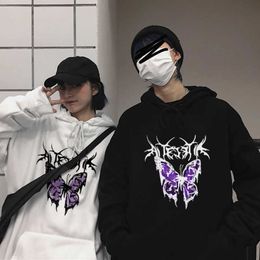 Men's Hoodies Sweatshirts Butterfly Graphic Printed Hooded Plus Size Hoodie Men Women Sweatshirts Couple Y2k Korean Clothing Boy And Girl Casual Sudaderas T240510