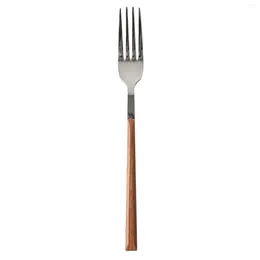 Forks Stainless Steel Fork Spoon With Simulation Wood Handle Donuts Coffee Tea Stirring Fruit Dessert Pastries
