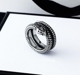 Stainless Steel snake Band Rings for Women Men Jewellery Hip pop Silver Ring with box4799467
