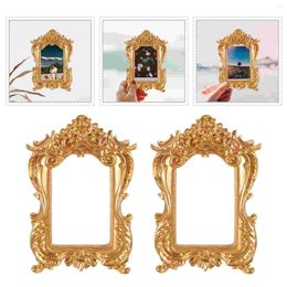 Frames 2 Pcs Small Po Frame DIY Picture Gold Manual Resin Mini Jewelry Tray