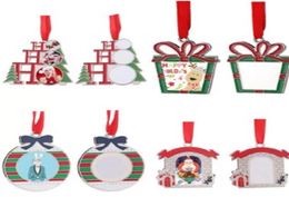 Sublimation White Blank Metal Christmas Decorations Heat Transfer Santa Claus Pendant DIY Christmas Tree Ornaments Gifts1678655