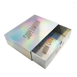 Gift Wrap Custom Paper Cardboard Sliding Slide Drawer Hologram Glitter Holographic Box Packaging