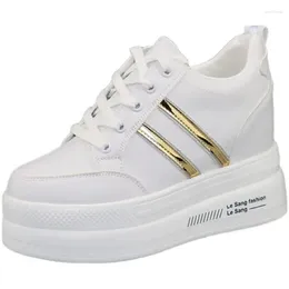 Casual Shoes 2024 Hidden Heels Women Platform Wedge Sneakers Ladies Leather Golden White Female Krasovki Tenis Feminino 34-40