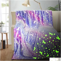 Blankets Dinosaur Luminous Blanket Childrens Birthday Bedroom Mermaid Butterfly Toy Soft Comfortable Magic Gift 230824 Drop Delivery Dhdcy