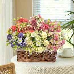 Decorative Flowers Artificial Silk Hydrangea Daisy Bouquet Table Home Decoration Wedding Valentine's Day Indoor Bride Holding Fake Floral