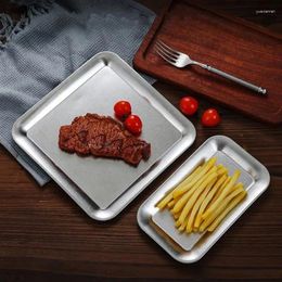 Plates 1pc Silvery Stainless Steel Korean Style Barbecue Pan Oval Shaped Square Multipurpose Dining Plate