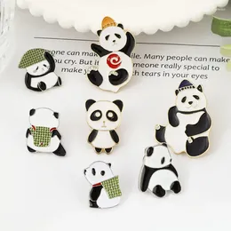 Brooches Chinese Style Cute National Treasure Panda Metal Cartoon Badge Brooch Anti-light Dripping Clothing Accessories H1381