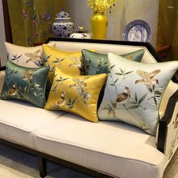 Pillow Chinese Style Jacquard Cover Classical Embroidery Branch And Bird Decorative Pillows Home Chair Sofa Back Pillowcase