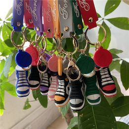 Basketball Sneakers Shoes Keychains Designer Straps 3d Stereo Sports Shoe mini PVC Doll Key Ring Pendant Car Bag backpack Pendants Gift 9 Colours Instock
