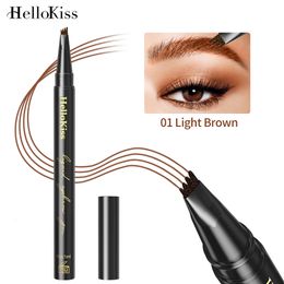 Hellokiss Quad Liquid Eyebrow Pencil防水、メイクアップホールディング、眉をひいていない鉛筆メイク