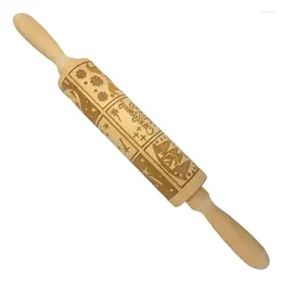 Baking Tools Embossing Rolling Pin Nativity Christ Theme Pattern Engraved Wooden 3D Roller