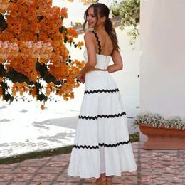 Work Dresses Women's Strapless Oversized Swing Long Skirts Simple Outfits Sexy Tops Ripple Holiday 2 Piece Sets Fashion Summer