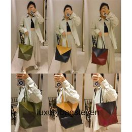 Loeiwe High end Designer Puzle bags for women New Deform able Folding Geometry Bag Tote Bag Brown Shoulder Crossbody Handbag Leather Bag Original 1:1 with real logo box