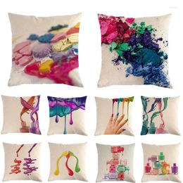 Pillow 45cm Hand Painted Flowers Lipstick Nail Polish Cover And Sofa Case Home Decorative