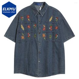 Men's Casual Shirts Y2K Vintage Denim Button Up Blouse 2024 Men Summer Retro Loose Streetwear Hip Hop Oversized Unisex