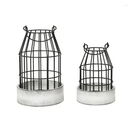 Candle Holders 2PCs/set Rustic Farmhouse Lantern Holder Home Decor Decoration For Living Room Fireplace Mantle Or Kitchen Dining Table