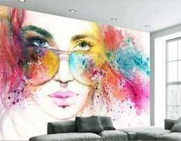 Wallpapers Bacal Custom 3D Wallpaper Mural Watercolor Painting Red Lips Beauty Background Wall Murals For Walls 3 D Papel Parede