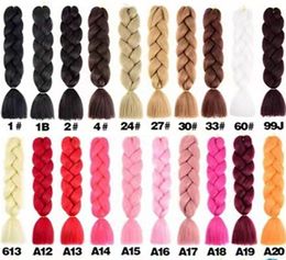 24 Inch Single Ombre Color Multi-colour Green Pink Synthetic Hair Extension Twist Jumbo Braiding Kanekalon Hair Bulks Dreadlock DHL