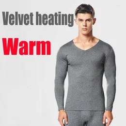 Men's Thermal Underwear Men 2024 Autumn Winter Velvet Heating Fibre Bottoming Warm Shirt Pants 2 Pieces Set Long Johns Suits