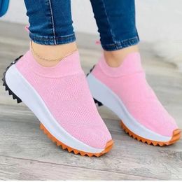 Casual Shoes Women's 2024 Fashion Thick Sole Sneakers Mesh Breathable Flat Bottom Running Women