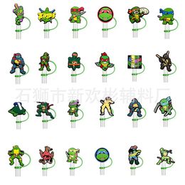 Janpan cartoon Turtles reusable straw dust stopper diy drink dust cover straw cap accessories wholesale