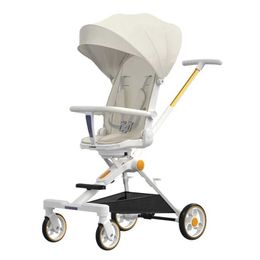 Strollers# Lightweight baby stroller High Landscape four wheels Portable folding multifunction Two-way Sitting and Lying pram H240514