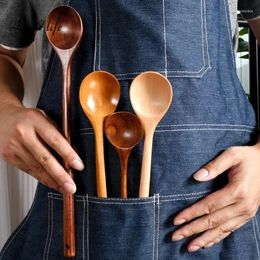 Spoons Natural Wood Dinnerware Spoon Chopsticks Fork Dinner Portable Tableware Grain Household Kitchen Cutlery Set