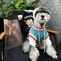 Dog Apparel Cartoon Bear Black Green Hoodie Clothes Ribbed Collar Small Dogs Clothing Cat Fashion Spring Autumn Schnauzer Cute Pet Items