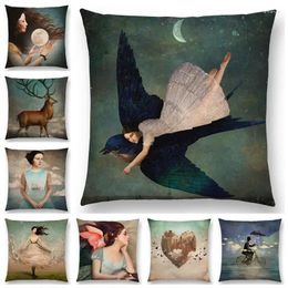 Pillow 45x45cm Elegant Lady Lovely Girl Shakespeare Plays Fantasy Paint Heart Free Wish Sea Cover Sofa Throw Case