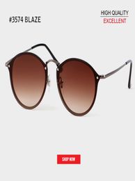 2019 Fashion Trend BLAZE ROUND Style Sunglasses Vintage rd3574 Brand Design flash Color Mirror uv400 Sun Glasses Women Oculos De S1799135