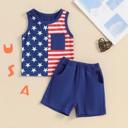 Clothing Sets CitgeeSummer Independence Day Toddler Boys Outfits Stripe Stars Print Pocket Tops And Elastic Waist Shorts Clothes Set