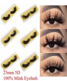 100 Mink Eyelashes 25 mm Wispy Fluffy Fake Lashes 5D Makeup Big Volume Crisscross Reusable False Eyelashes Extensions Beauty Fash7977230