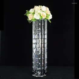 Candle Holders Silver Vases Metal Flowers Rack Crystal Wedding Centerpieces Event Flower Road Lead Home Decoration 10 PCS/
