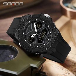Wristwatches SANDA Fashion Military LED Digital Watch Luxury Sports Watches For Man Waterproof Electronic Quartz Wristwatch Relogio