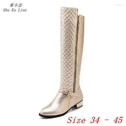 Boots Spring Autumn Women Knee Low High Heel Heels Woman Thigh Long Botas Plus Size 34 - 40 41 42 43 45