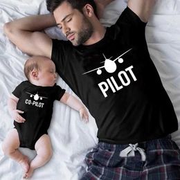 Family Matching Outfits Family Matching Clothes Funny Pilot/Co-pilot Print Father and Son Matching Shirts Dad and Son Family Look Tshirts Baby Clothes T240513