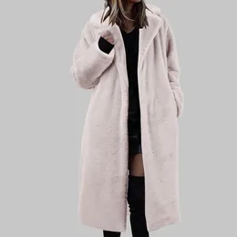 Women's Jackets Mink Fleece Overcoat Womens Winter Thicken Warm Lapel Faux Fuzzy Coat 2024 Solid Quilted Jacket Spliced Mid Length