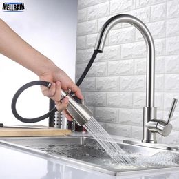 Kitchen Faucets High Quality Stainless Steel Pull Out Mixer Faucet Brushed Face Oil Resistant Sink Tap