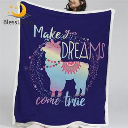 Blankets BlessLiving Llama Kids For Beds Alpaca Soft Blanket Magic Custom Cute Animal Sherpa Fleece 150x200cm