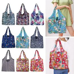 Storage Bags 2Pcs Shopping Bag Foldable Reusable Handbag Large-capacity Eco-friendly Supermarket Women Shoulder