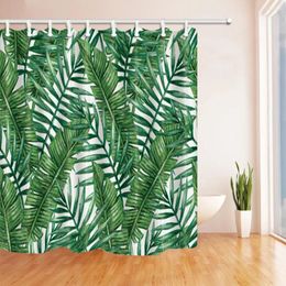 Shower Curtains High Quality Printed Fabric Tropical Plants Flowers Bath Screens Waterproof Bathroom Decor With 12 Hooks