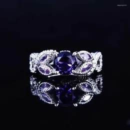 Cluster Rings 925 Sterling Silver Origin Amethyst Ring Females Anillos De Wedding Bands Gemstone For Women