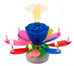 Cake Candle Lotus Lotus Music Candle Happy Birthday Art Candle Lamp DIY Cake Decoration Child Gift Wedding Party5305140