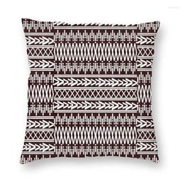 Pillow Aztec Pattern White And Maroon Cover Sofa Home Decorative Bohemian Boho Ethnic Africa Square Throw Case 40x40