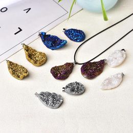 Party Favor Natural Agate Cave Crystals Electroplate Irregular DIY Hand Made Gems Pendant Shiny Gem Sparkling Healing Stone Necklace